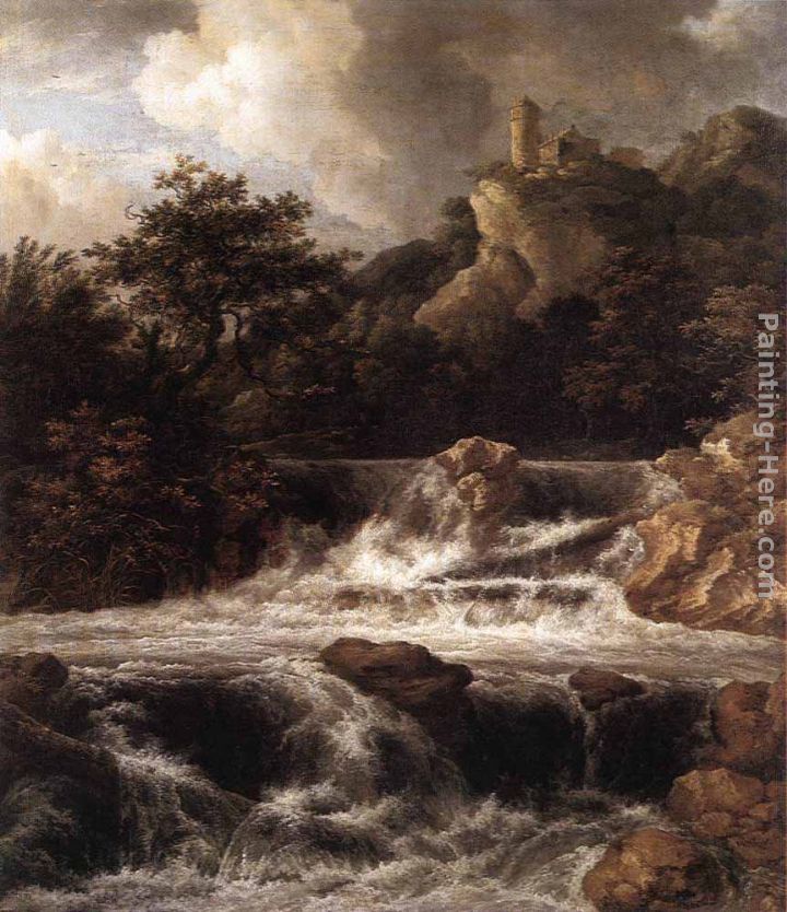Waterfall with Castle Built on the Rock painting - Jacob van Ruisdael Waterfall with Castle Built on the Rock art painting